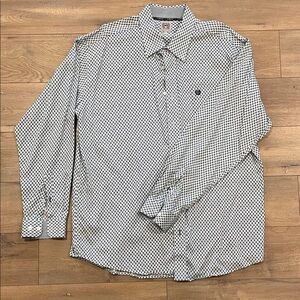 Cinch Men's Blue and White Pattern Button Down Shirt